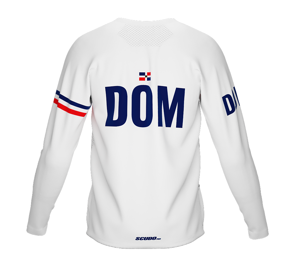 MTB BMX Cycling Jersey Long Sleeve Code Dominican Republic White for Men  and Women