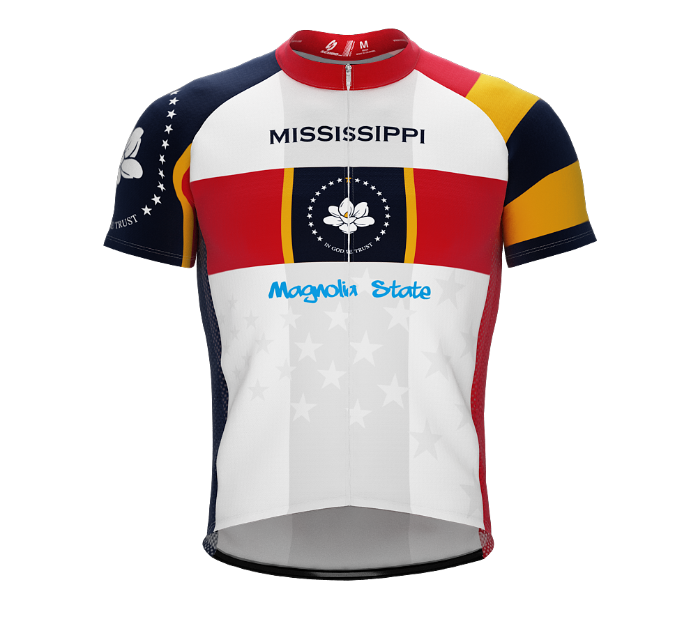 Mississippi Flag Short Sleeve Cycling Jersey for Men and Women