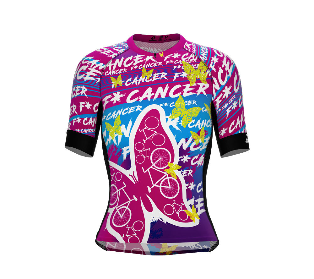 F*ck Cancer | Pro Fit | Short Sleeve Cycling | Full Zip | For Women