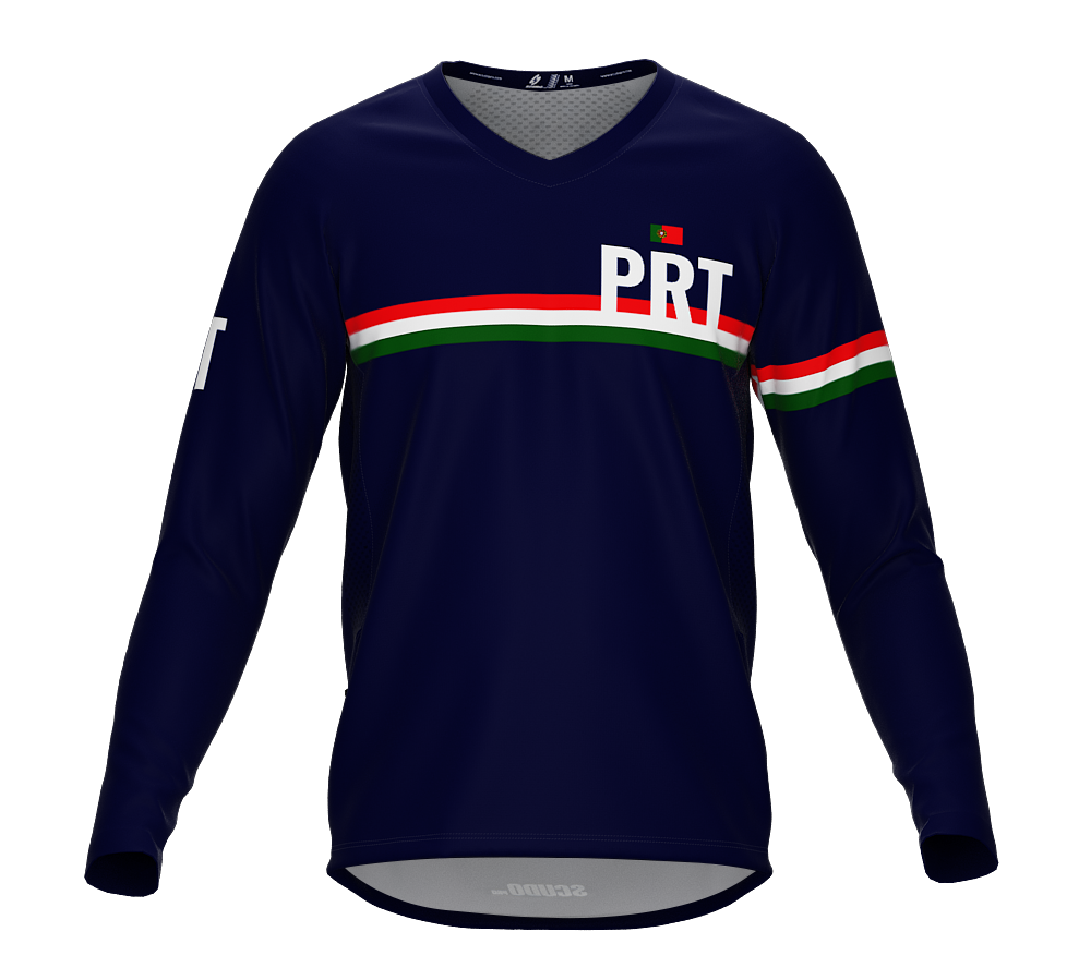 MTB BMX Cycling Jersey Long Sleeve Code Portugal Blue for Men and Women
