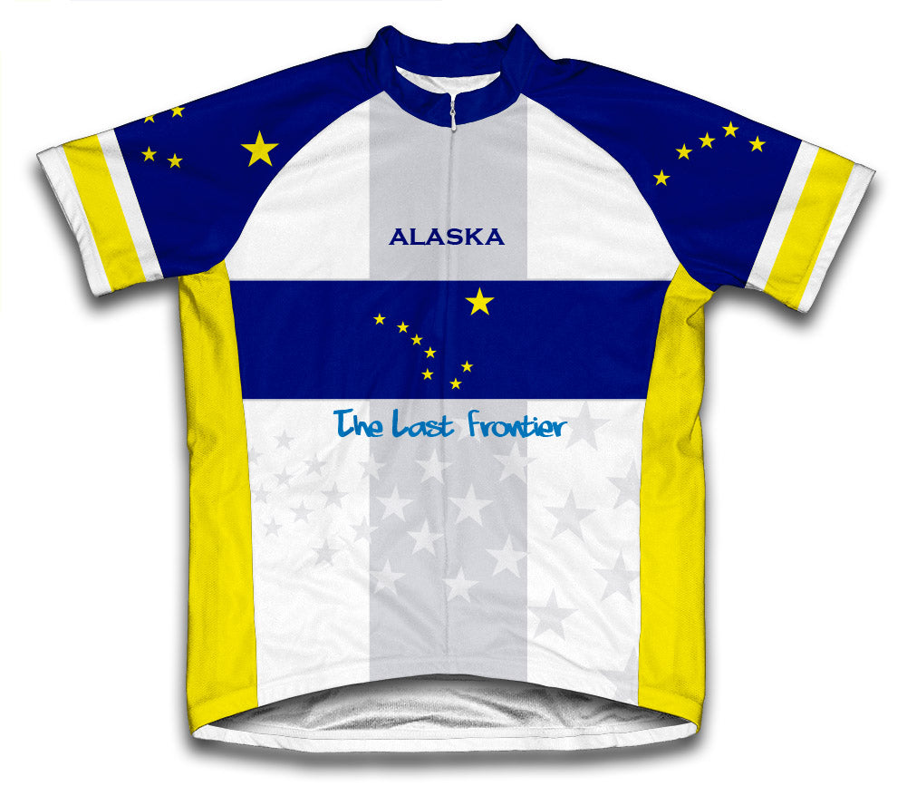 Alaska Flag Short Sleeve Cycling Jersey for Men and Women