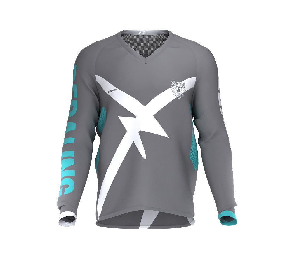 Bear Pedaling Power Gray Scudopro Cycling MTB BMX Jersey Long Sleeve for Men and WomanBear Pedaling Power Gray Scudopro Cycling MTB BMX Jersey Long Sleeve for Men and Woman