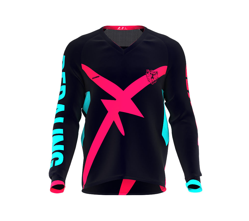 Bear Pedaling Power Scudopro Cycling MTB BMX Jersey Long Sleeve for Men and WomanBear Pedaling Power Scudopro Cycling MTB BMX Jersey Long Sleeve for Men and Woman