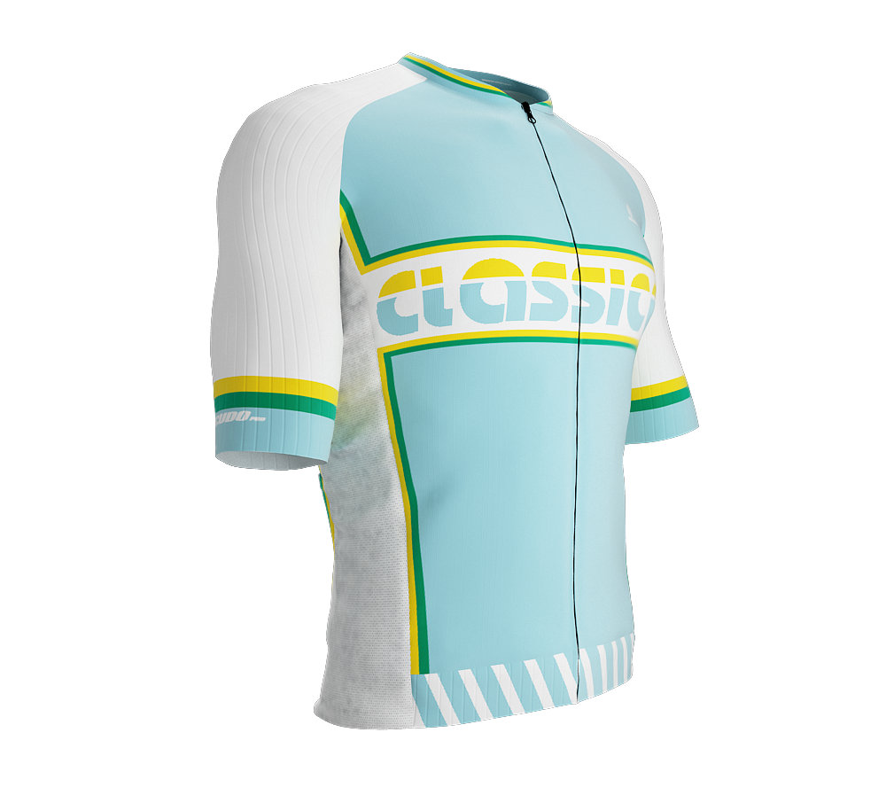 ScudoPro Pro-Elite Short Sleeve Cycling Jersey Retro Classical Aqua |  Men and Women
