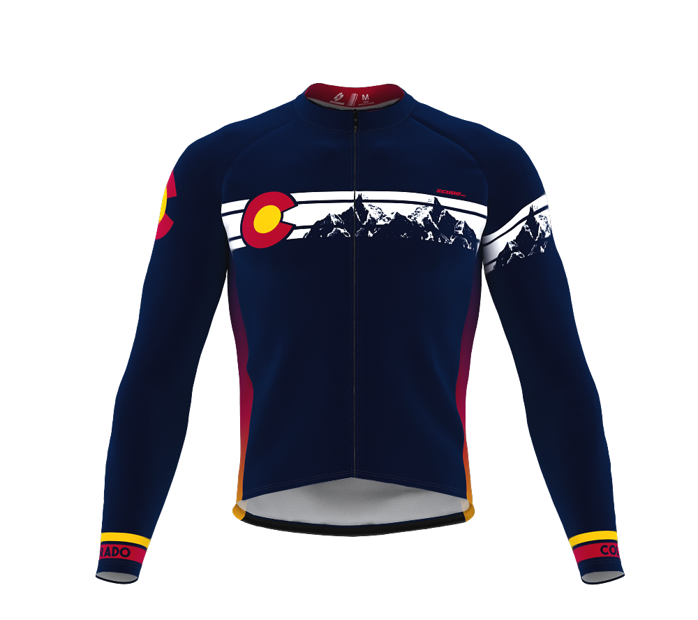 ScudoPro Pro Thermal Long Sleeve Cycling Jersey Colorado USA state Icon landmark identity  | Men and Women