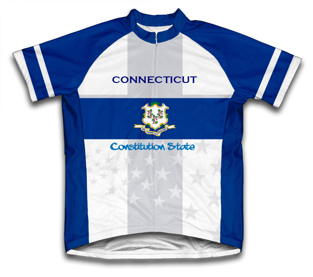 Connecticut Flag Short Sleeve Cycling Jersey for Men and Women