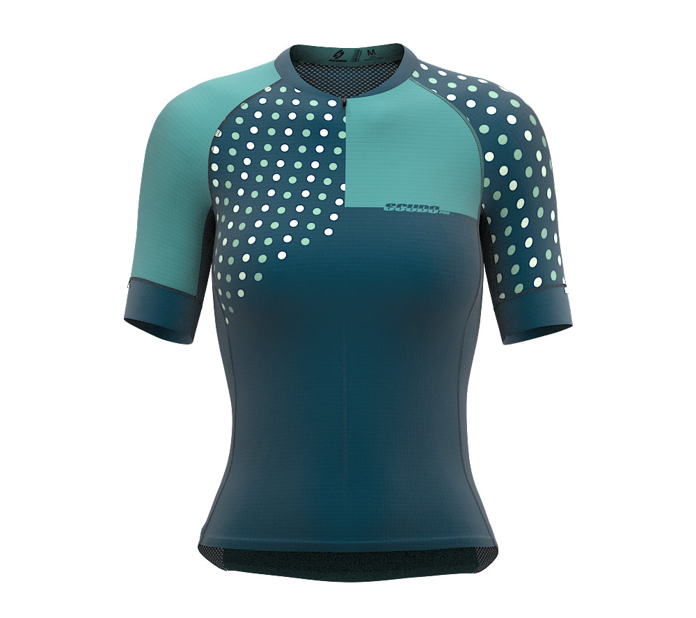 Diagonals Turquoise Short Sleeve Cycling PRO Jersey