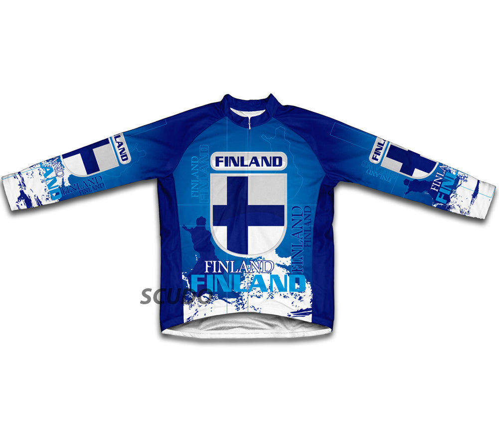 Finland Flag Winter Thermal Cycling Jersey
