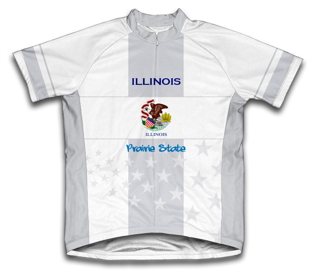 Illinois Flag Short Sleeve Cycling Jersey for Men and Women