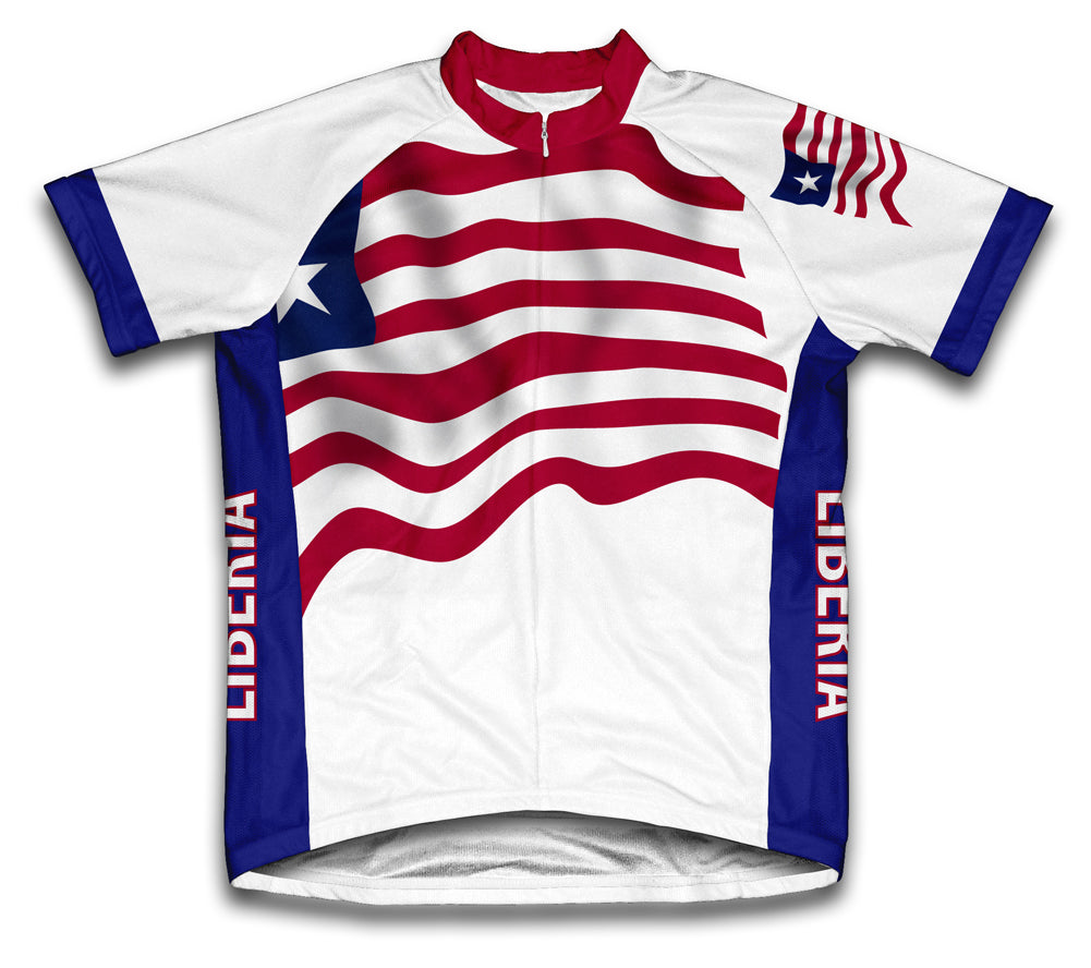 Liberia Flag Short Sleeve Cycling Jersey Cycling Jersey for Men
