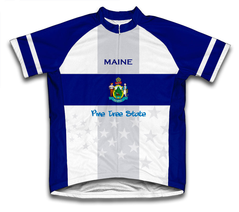 Maine Flag Short Sleeve Cycling Jersey for Men and Women