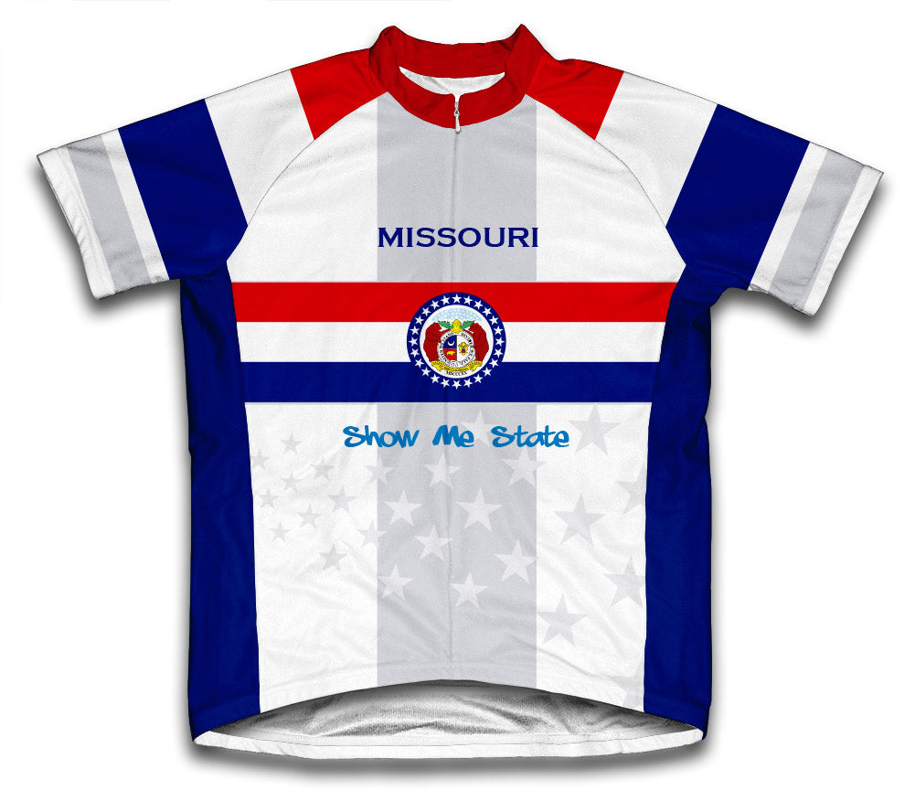 Missouri Flag Short Sleeve Cycling Jersey for Men and Women