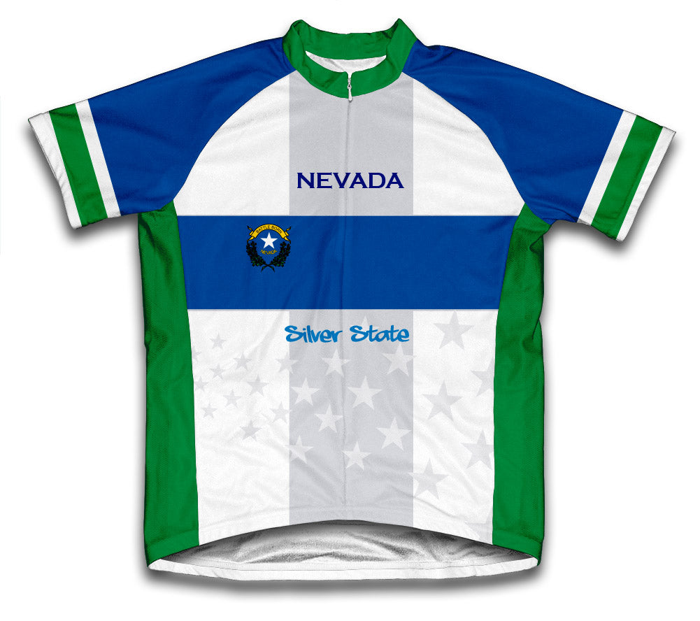 Nevada Flag Short Sleeve Cycling Jersey for Men and Women
