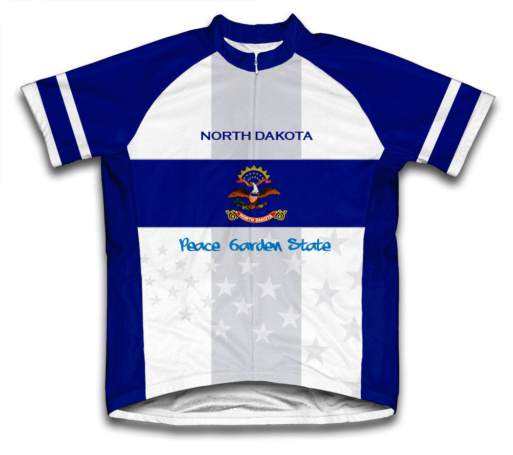 North Dakota Flag Short Sleeve Cycling Jersey for Men and Women