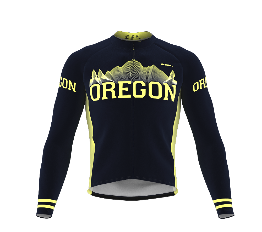 ScudoPro Pro Thermal Long Sleeve Cycling Jersey Oregon USA state Icon landmark identity  | Men and Women