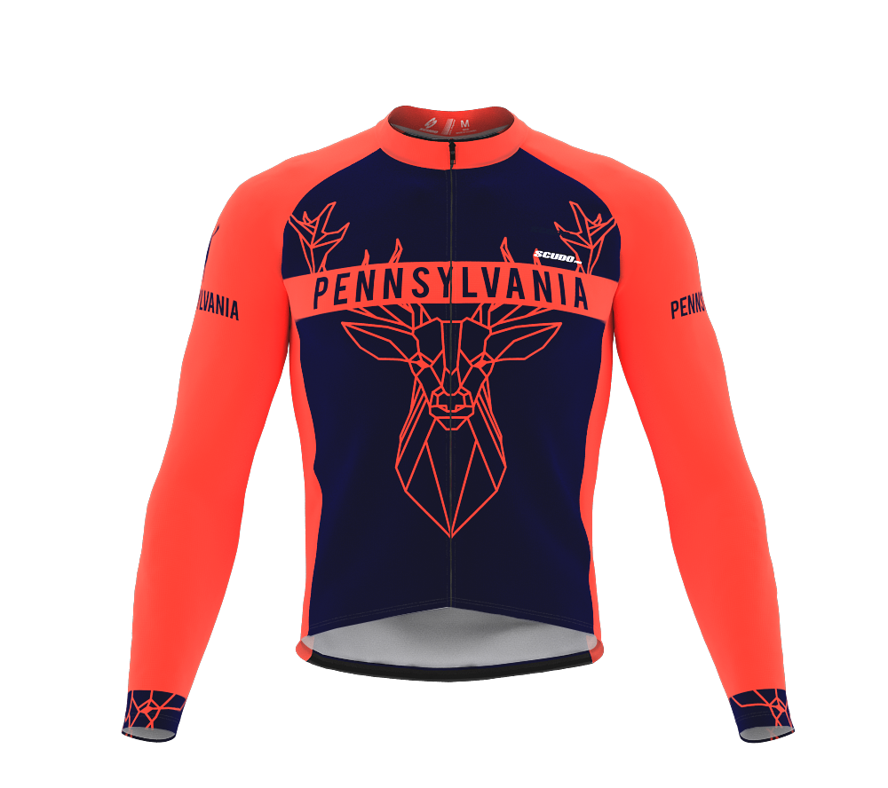 ScudoPro Pro Thermal Long Sleeve Cycling Jersey Pennsylvania USA state Icon landmark identity  | Men and Women