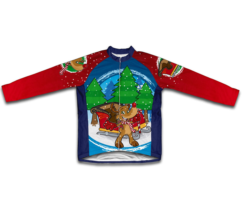 Santa Claus Rudolph Reindeer Winter Thermal Cycling Jersey