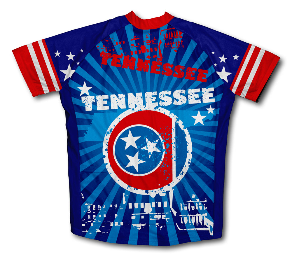 Tennessee Flag Short Sleeve Cycling Jersey Full Zipper Bike Short