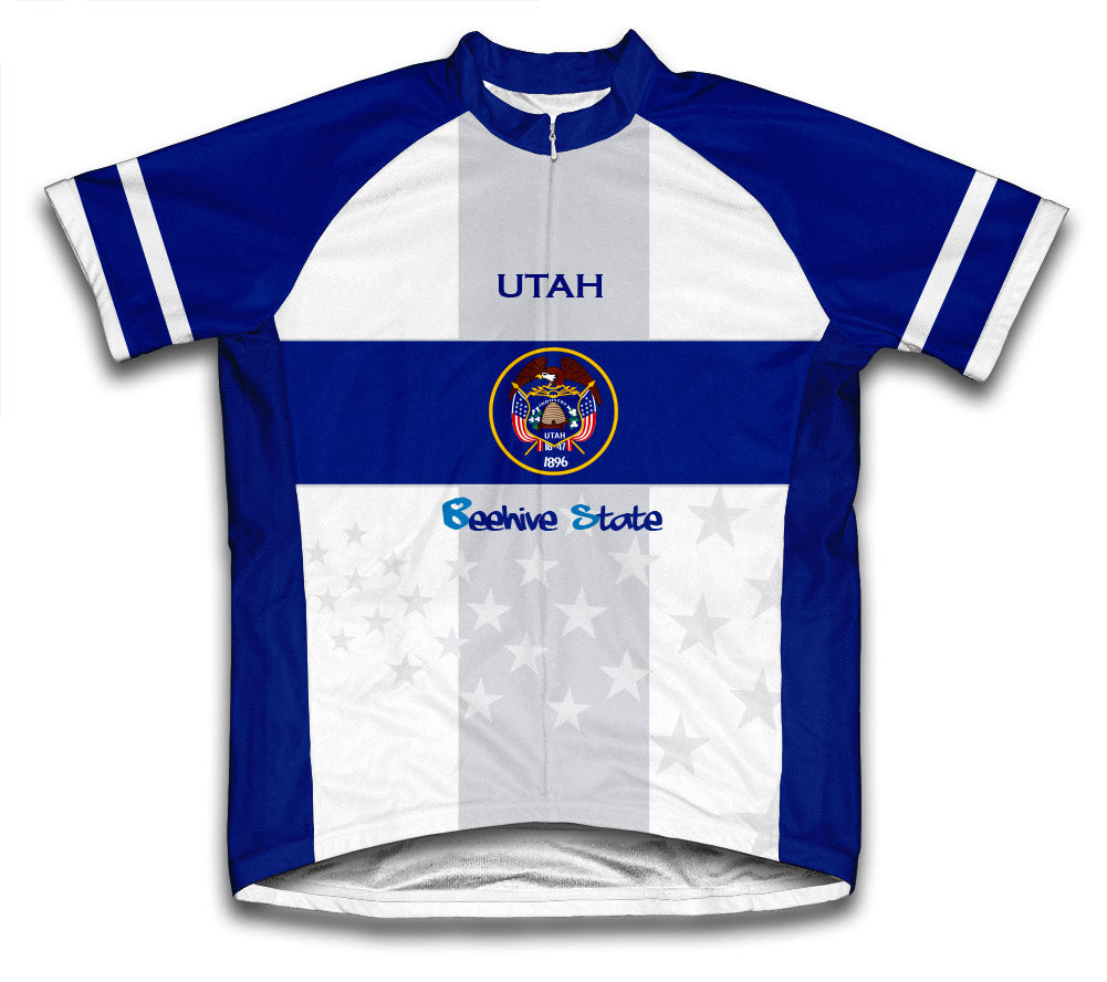 Utah Flag Short Sleeve Cycling Jersey for Men and Women