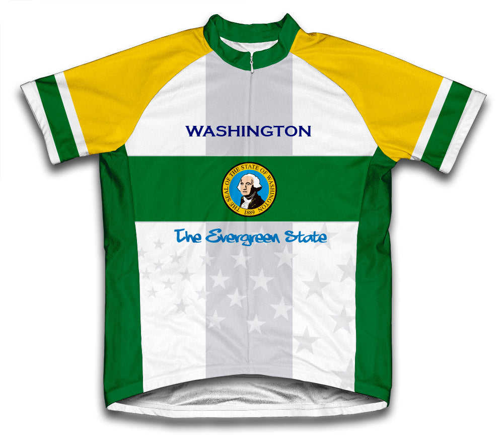Washington Flag Short Sleeve Cycling Jersey for Men and Women