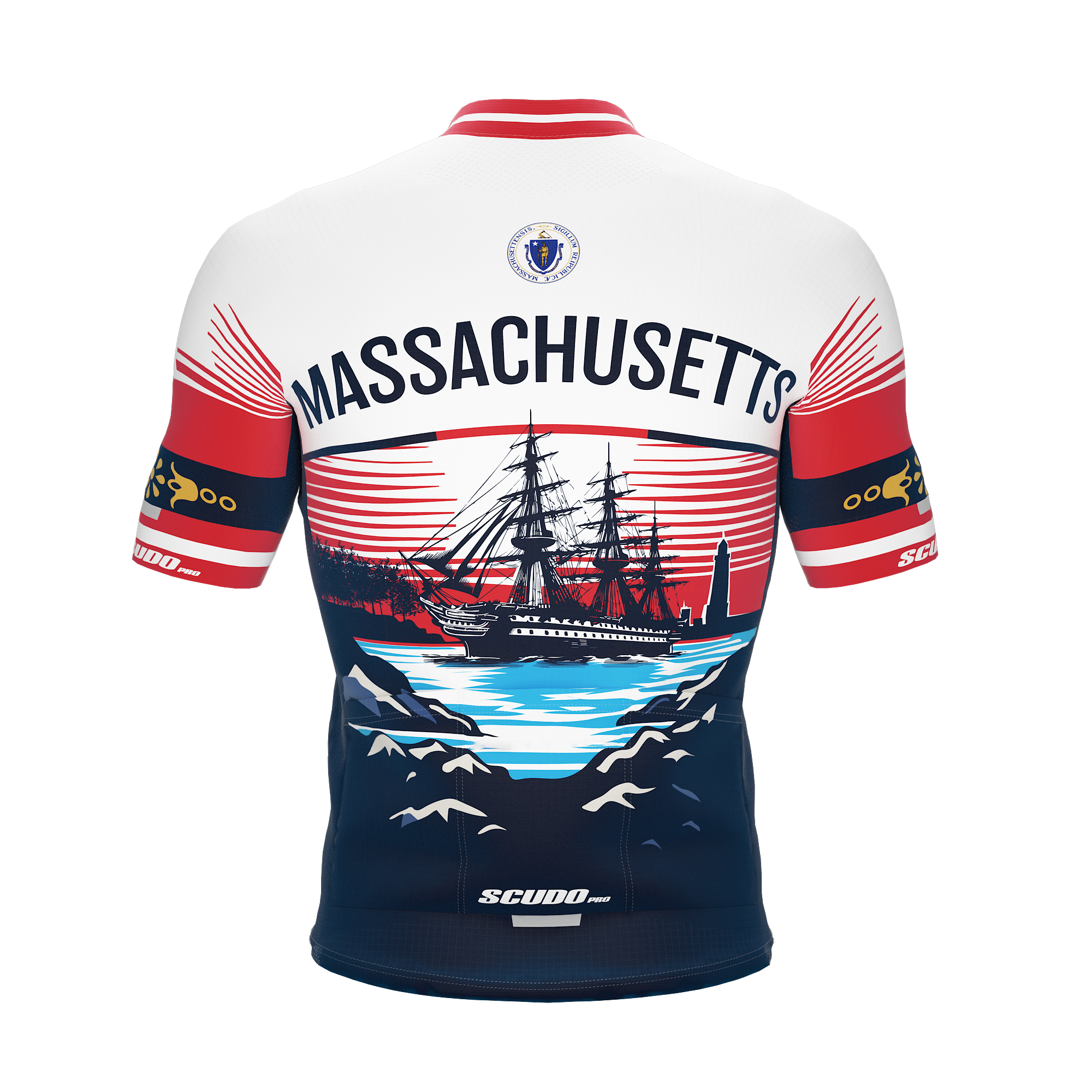 Massachusetts US State | Short Sleeve Cycling PRO Jersey | Men and Women