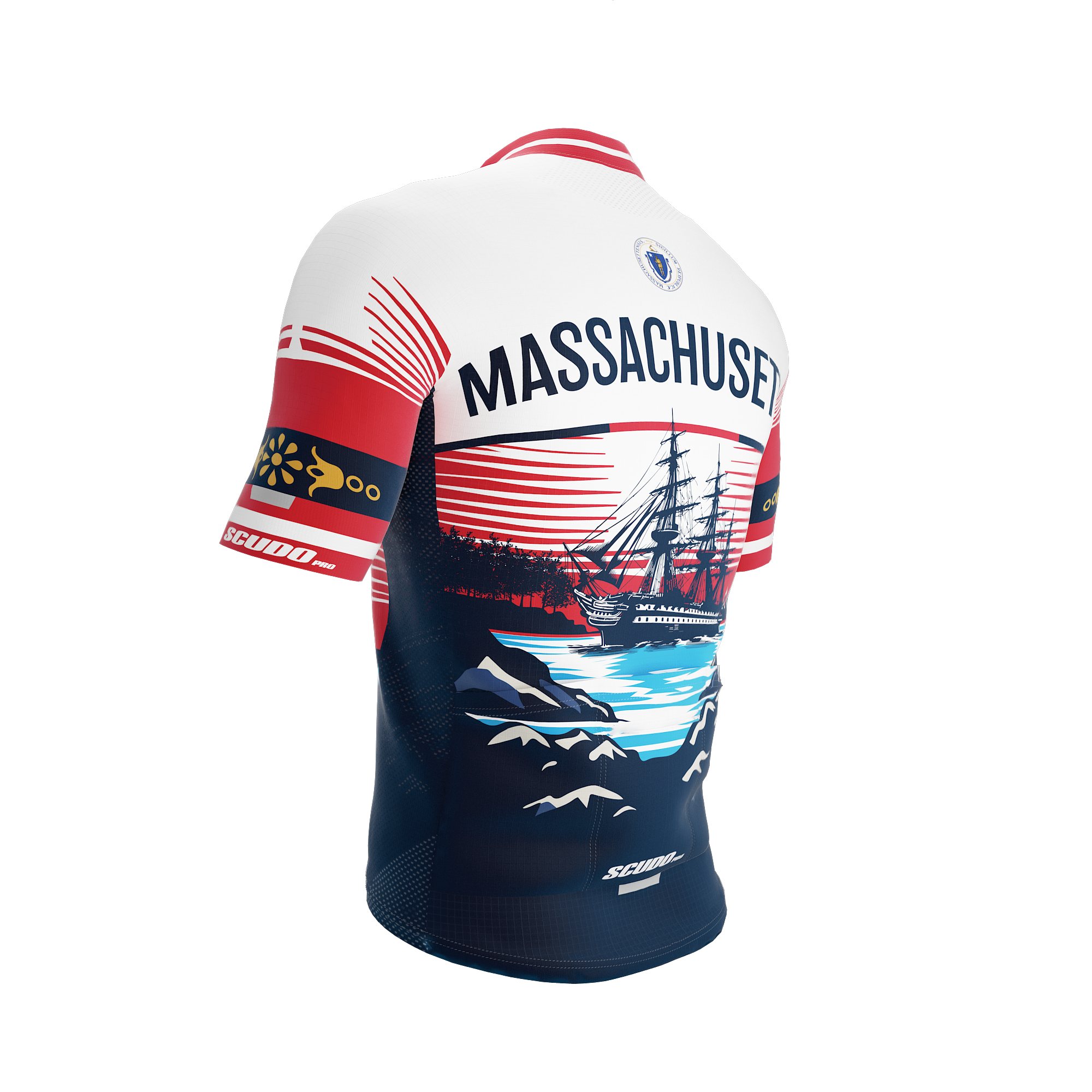 Massachusetts US State | Short Sleeve Cycling PRO Jersey | Men and Women