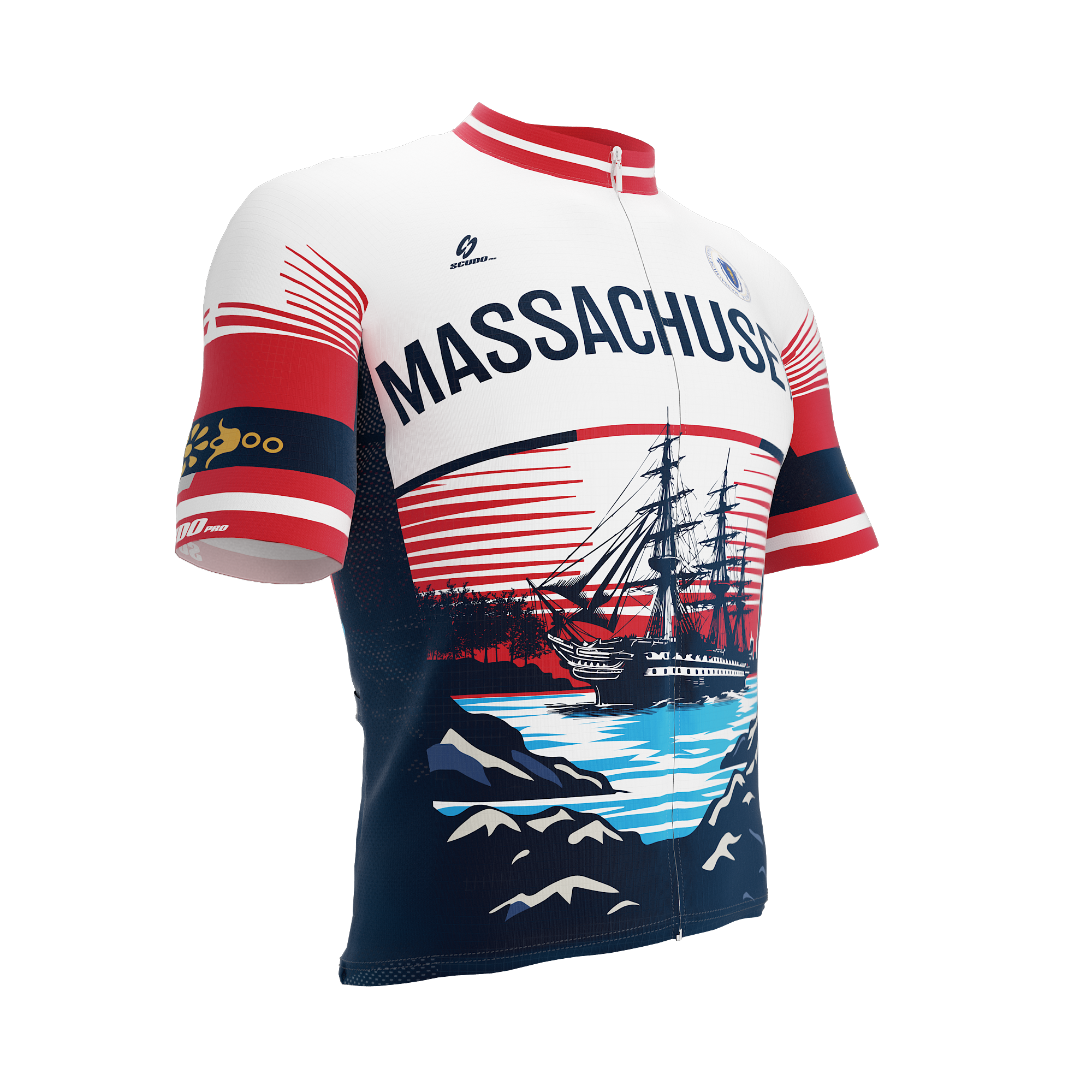 Massachusetts US State | Short Sleeve Cycling PRO Jersey | Men and Women