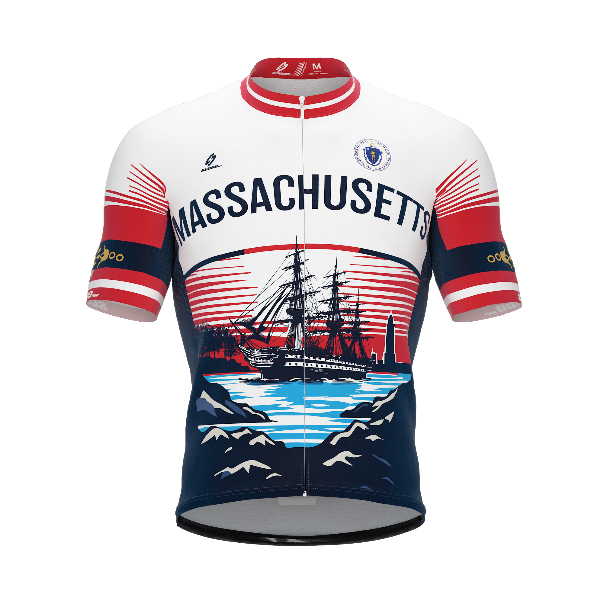 Massachusetts US State | Short Sleeve Cycling PRO Jersey | Men and Women