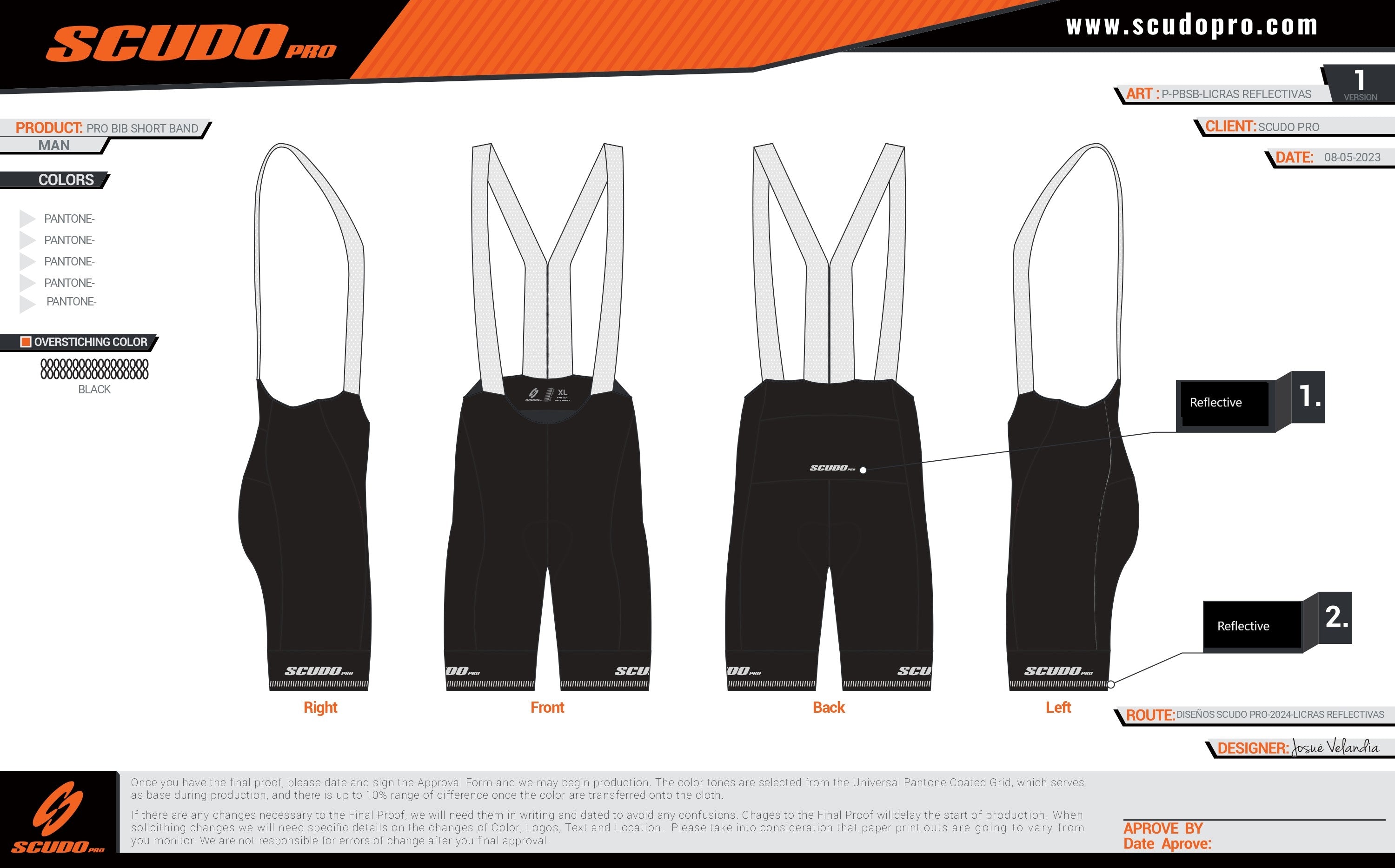 Black PRO ScudoPro Cycling BIB-Shorts | Black Grippers | Reflectives