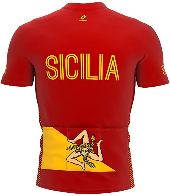 ScudoPro Sicilia Italy Short Sleeve Full Zipper Cycling Bike Jersey