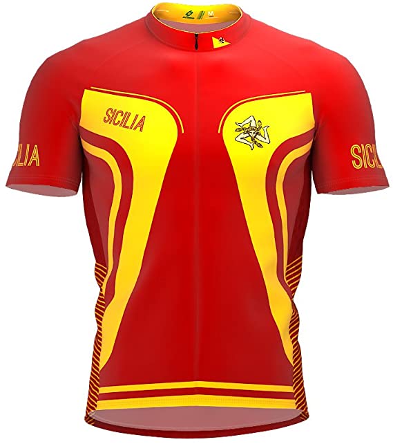 ScudoPro Sicilia Italy Short Sleeve Full Zipper Cycling Bike Jersey