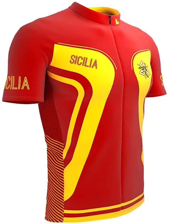 ScudoPro Sicilia Italy Short Sleeve Full Zipper Cycling Bike Jersey