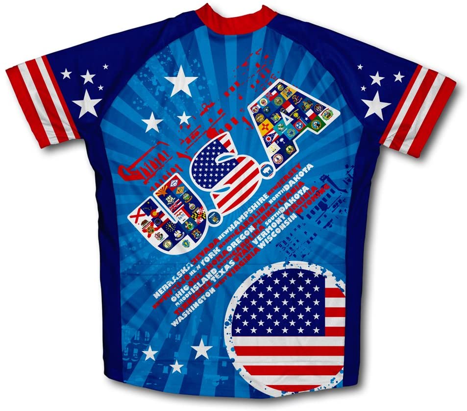 United States All State Flags Short Sleeve Cycling Jersey for Men and Women