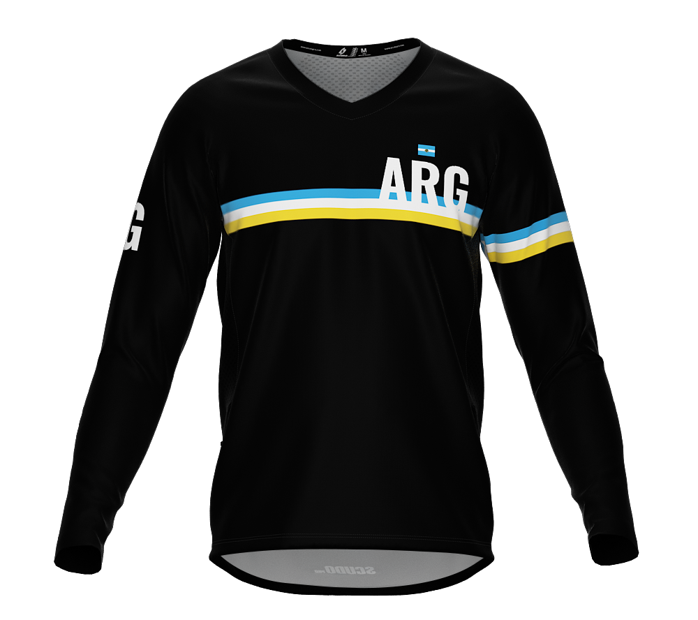 MTB BMX Cycling Jersey Long Sleeve Code Argentina Black for Men and Women