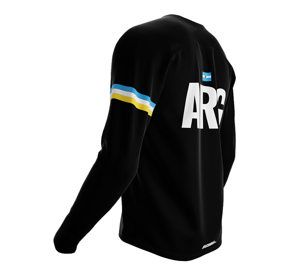 MTB BMX Cycling Jersey Long Sleeve Code Argentina Black for Men and Women