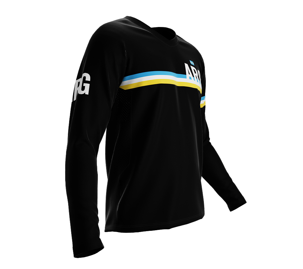 MTB BMX Cycling Jersey Long Sleeve Code Argentina Black for Men and Women
