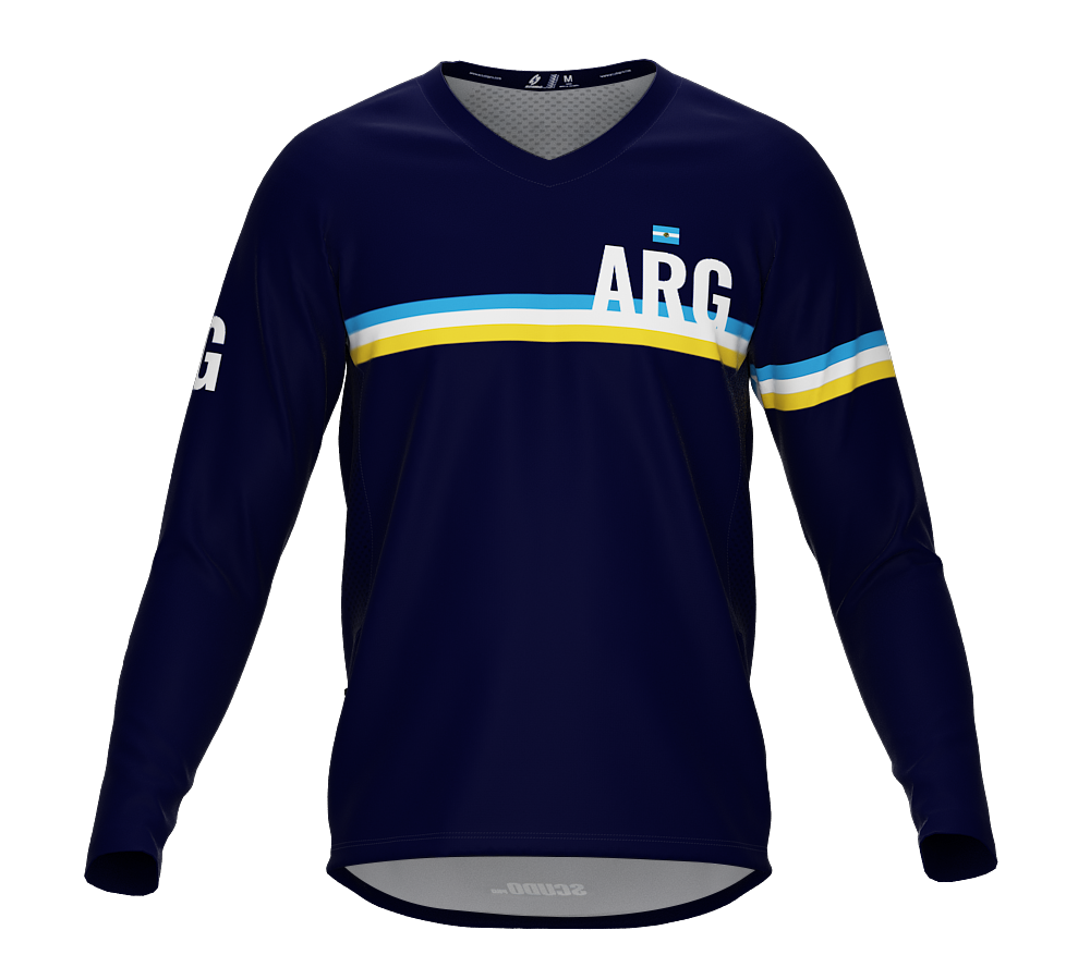 MTB BMX Cycling Jersey Long Sleeve Code Argentina Blue for Men and Women