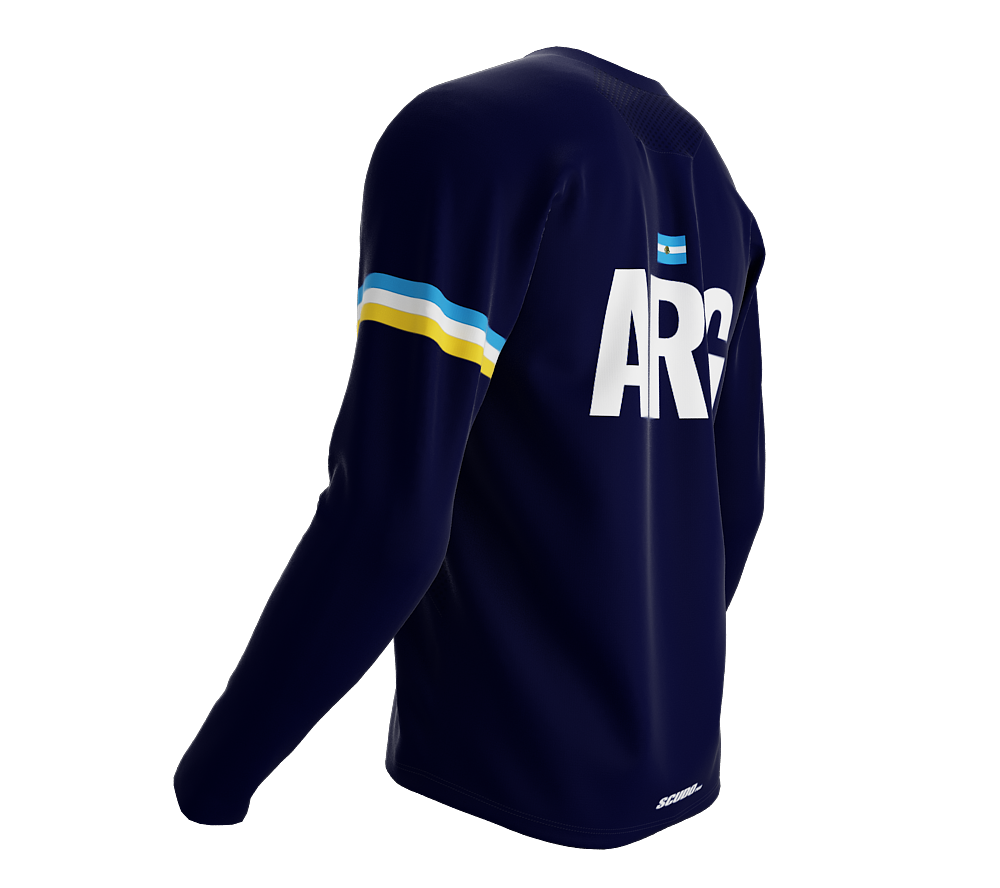 MTB BMX Cycling Jersey Long Sleeve Code Argentina Blue for Men and Women