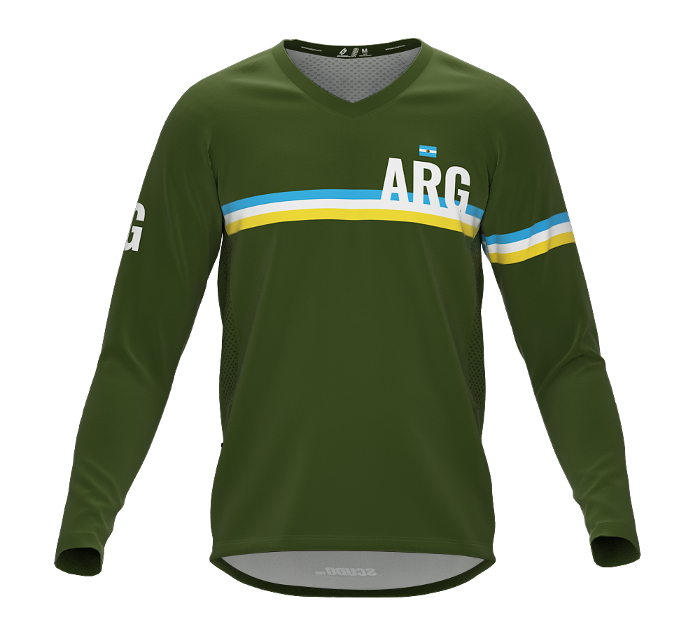 MTB BMX Cycling Jersey Long Sleeve Code Argentina Green for Men and Women