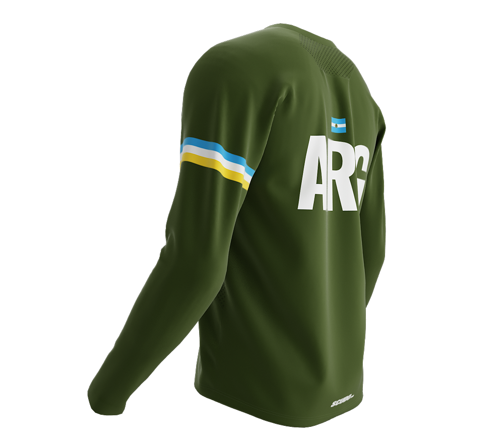 MTB BMX Cycling Jersey Long Sleeve Code Argentina Green for Men and Women