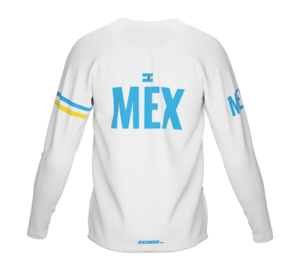 MTB BMX Cycling Jersey Long Sleeve Code Argentina White for Men and Women