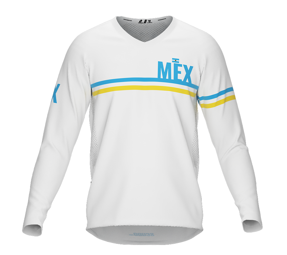 MTB BMX Cycling Jersey Long Sleeve Code Argentina White for Men and Women