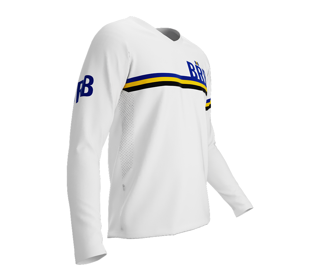 MTB BMX Cycling Jersey Long Sleeve Code Barbados White for Men and Women