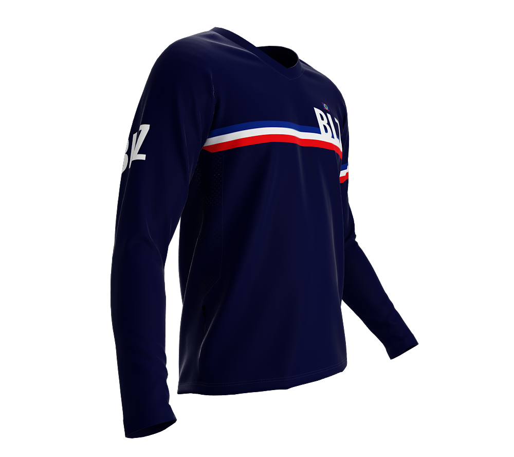 MTB BMX Cycling Jersey Long Sleeve Code Belize Blue for Men and Women