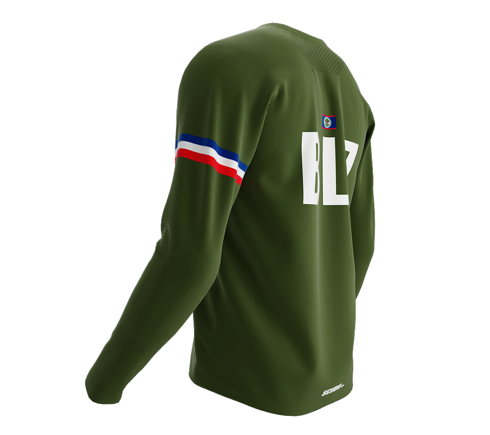 MTB BMX Cycling Jersey Long Sleeve Code Belize Green for Men and Women