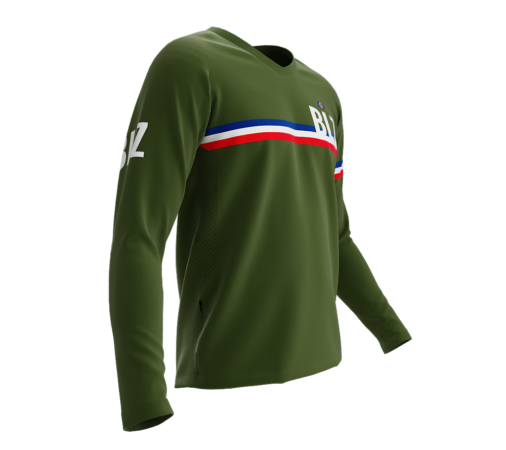 MTB BMX Cycling Jersey Long Sleeve Code Belize Green for Men and Women