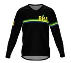 MTB BMX Cycling Jersey Long Sleeve Code Brazil Black for Men and Women