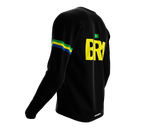 MTB BMX Cycling Jersey Long Sleeve Code Brazil Black for Men and Women