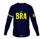 MTB BMX Cycling Jersey Long Sleeve Code Brazil Blue for Men and Women