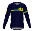 MTB BMX Cycling Jersey Long Sleeve Code Brazil Blue for Men and Women